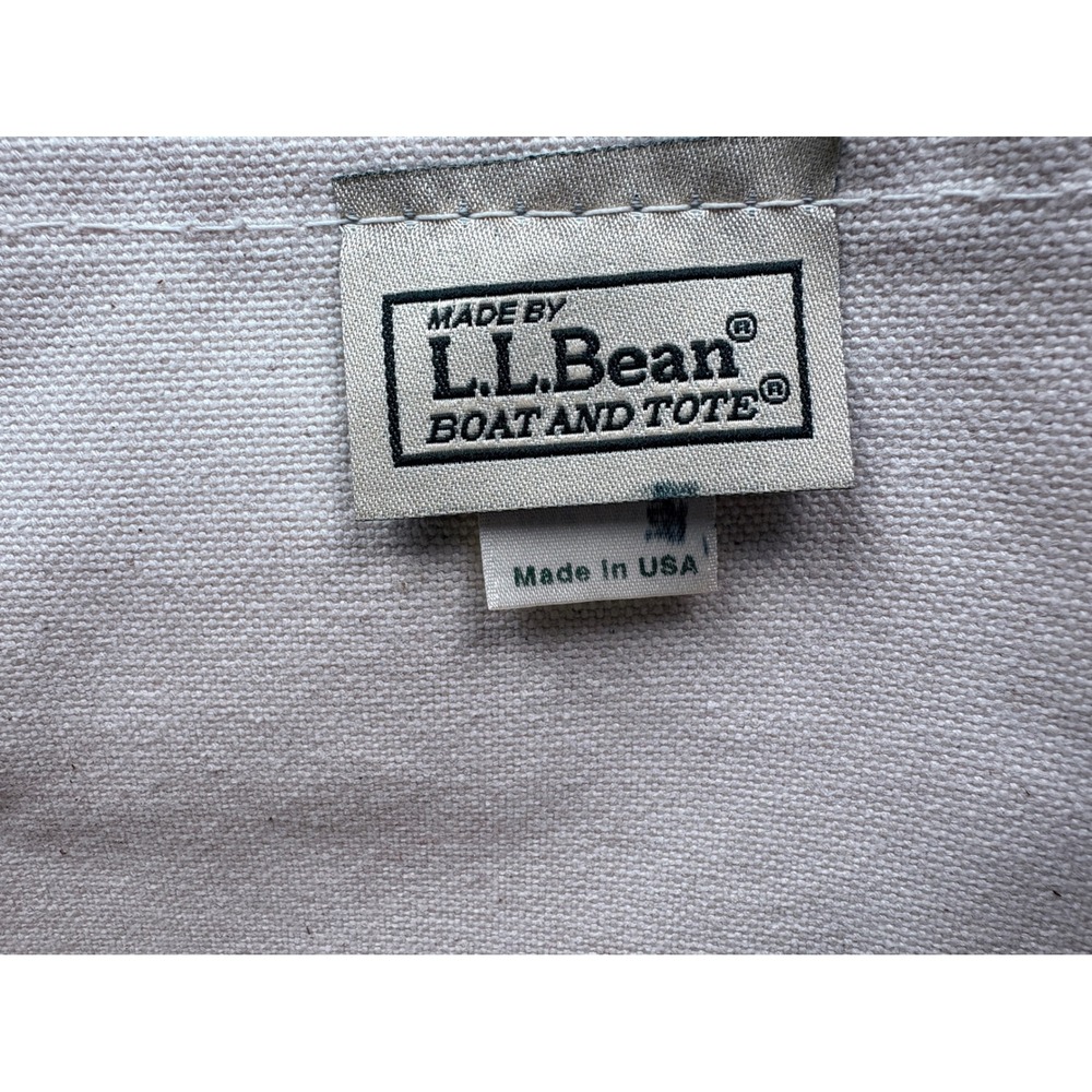 LL Bean Boat and Tote Medium Canvas Bag Red Cream Made in USA OM198 - Picture 3 of 12